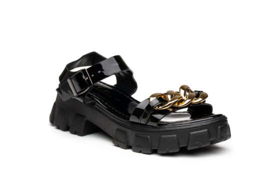 TTP Ladies Patent Platform Sandals with Ankle Strap DZW211008