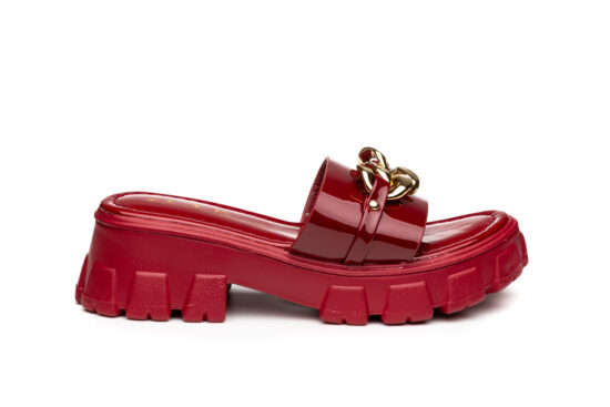 TTP Ladies Patent Platform Slip-on Sandals with Metal Decor DZW211006