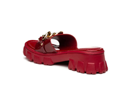 TTP Ladies Patent Platform Slip-on Sandals with Metal Decor DZW211006