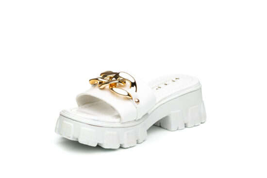 TTP Ladies Patent Platform Slip-on Sandals with Metal Decor DZW211006