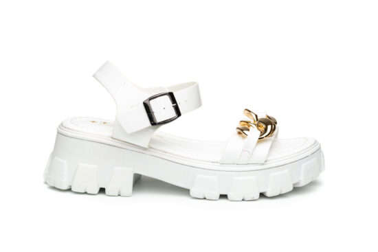 TTP Ladies Patent Platform Sandals with Ankle Strap DZW211008