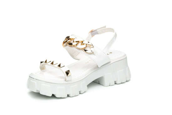 TTP Ladies Patent Platform Sandals with Decored Ankle Strap DZW211009
