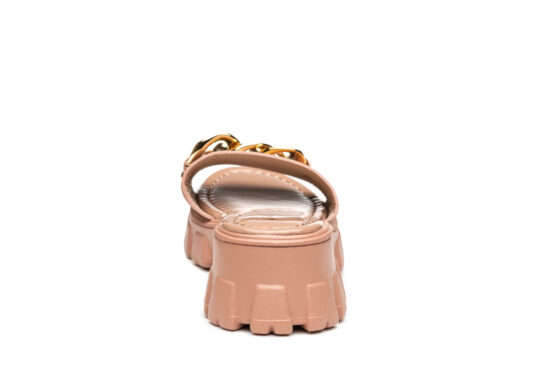 TTP Ladies Patent Platform Slip-on Sandals with Metal Decor DZW211006