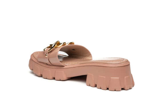 TTP Ladies Patent Platform Slip-on Sandals with Metal Decor DZW211006