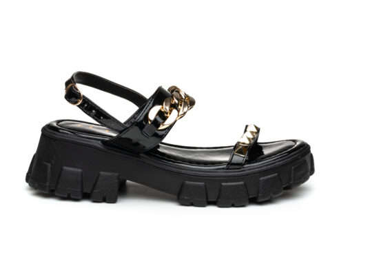TTP Ladies Patent Platform Sandals with Decored Ankle Strap DZW211009