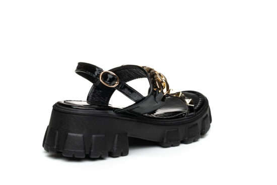 TTP Ladies Patent Platform Sandals with Decored Ankle Strap DZW211009