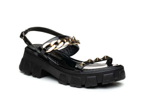 TTP Ladies Patent Platform Sandals with Decored Ankle Strap DZW211009