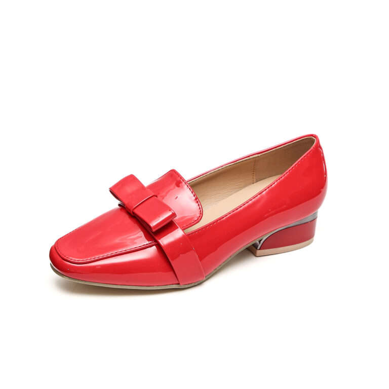 TTP Square Toe Patent Loafers with Ribbon Decor JSF9-1