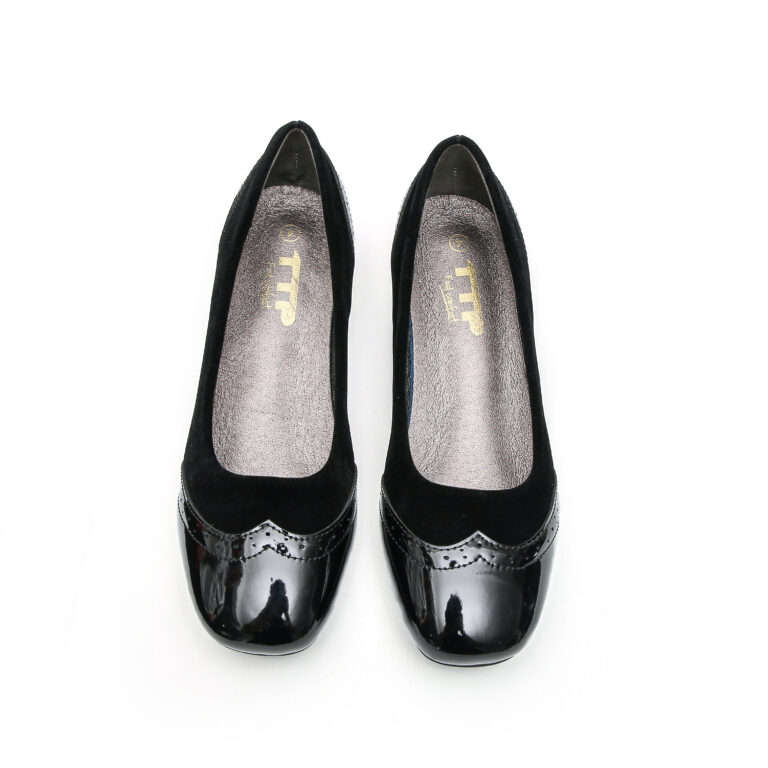 TTP Classic Patent Square Toe Slip on Brogue Courts JSF5