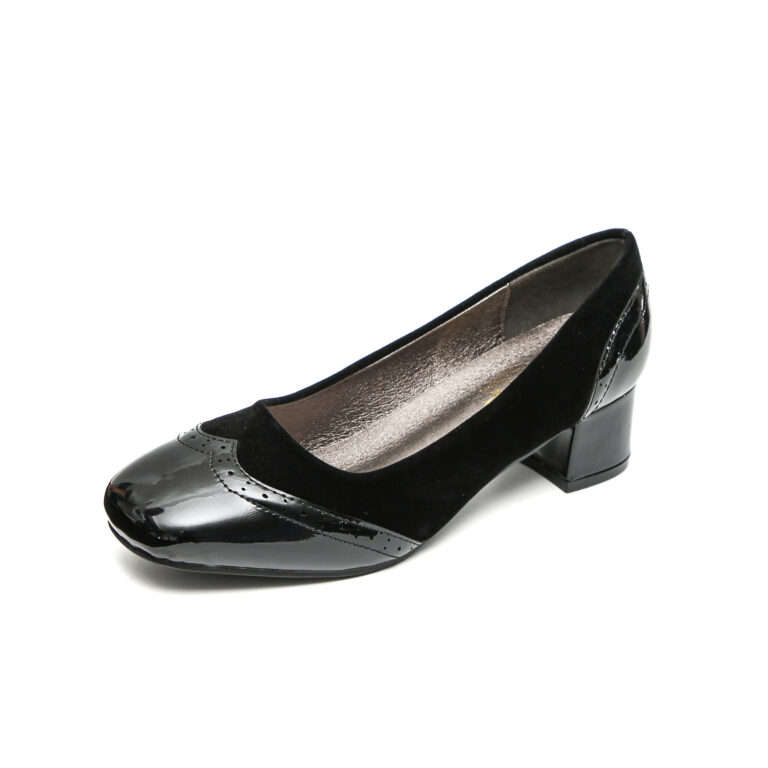 TTP Classic Patent Square Toe Slip on Brogue Courts JSF5