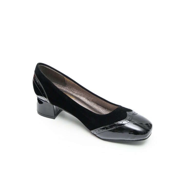 TTP Classic Patent Square Toe Slip on Brogue Courts JSF5
