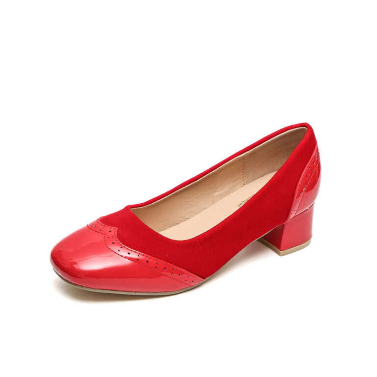 TTP Classic Patent Square Toe Slip on Brogue Courts JSF5