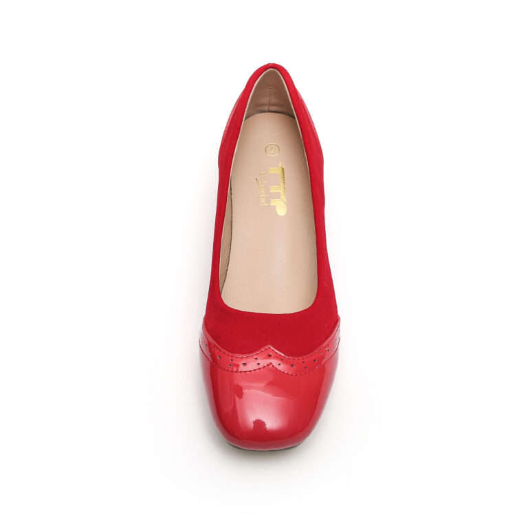 TTP Classic Patent Square Toe Slip on Brogue Courts JSF5