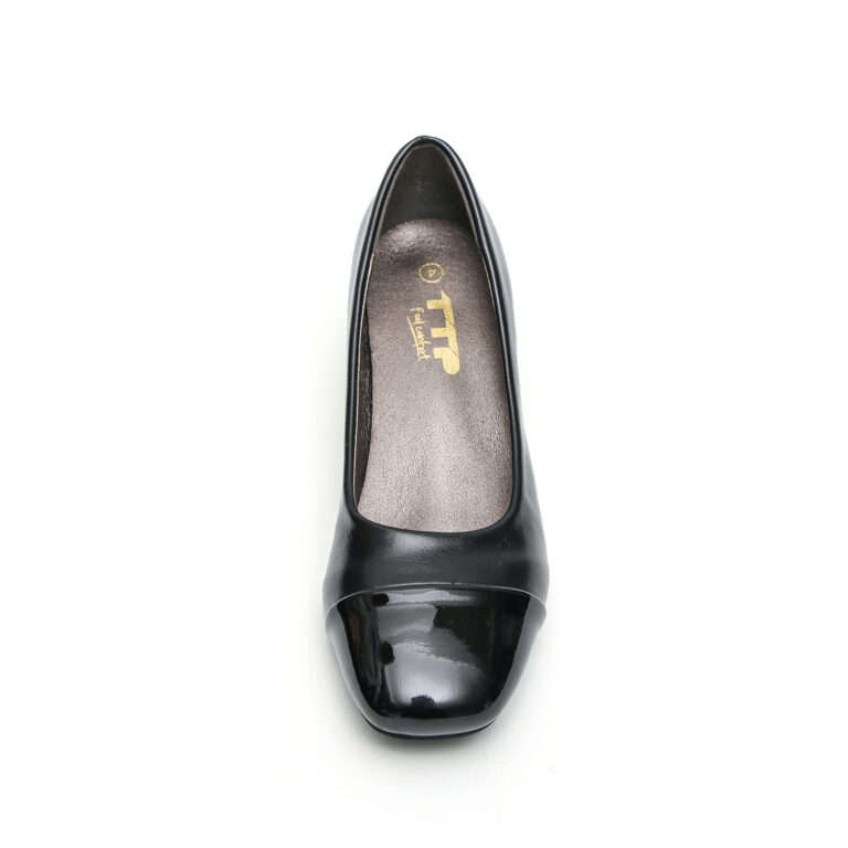 TTP Classic Block Heel Slip On Courts with Patent Toe Cap JSF6