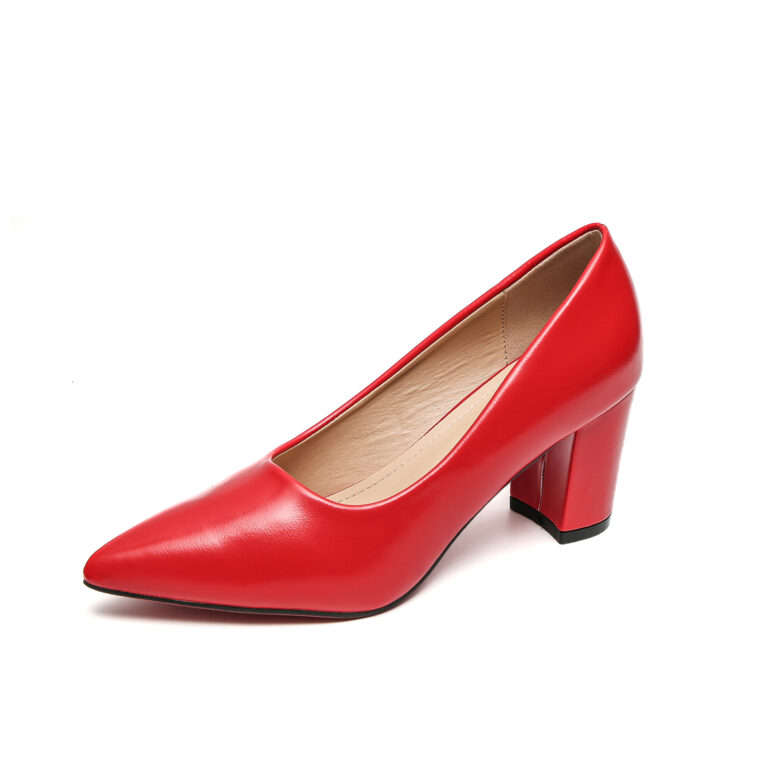 TTP Sleek PU Block Heel Point Toe Courts JSF-1
