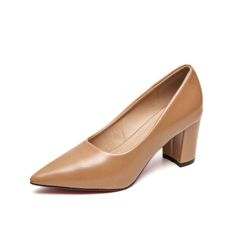 TTP Sleek PU Block Heel Point Toe Courts JSF-1