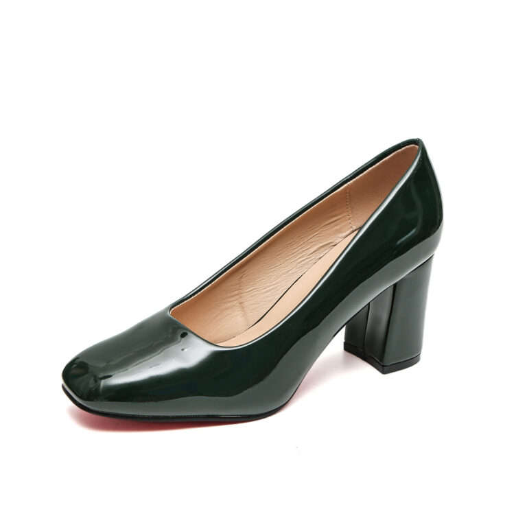 TTP Classic Patent Block Heel Slip on Courts JSF15