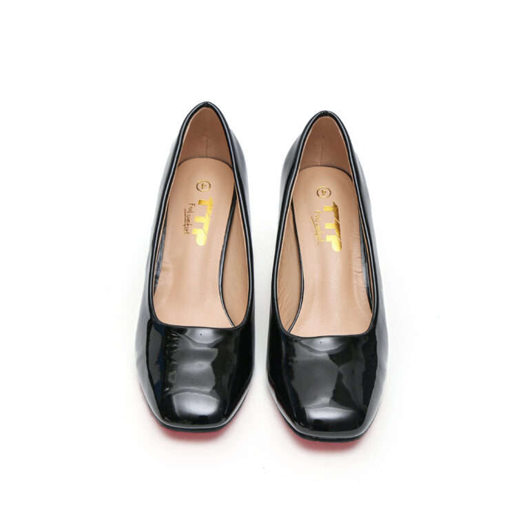 TTP Classic Patent Block Heel Slip on Courts JSF15