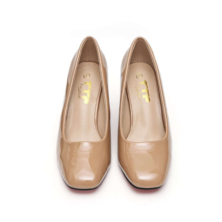 TTP Classic Patent Block Heel Slip on Courts JSF15