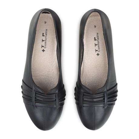 TTP Classic Ladies Wedge Heel Courts with pu Pattern on Vamp-Black