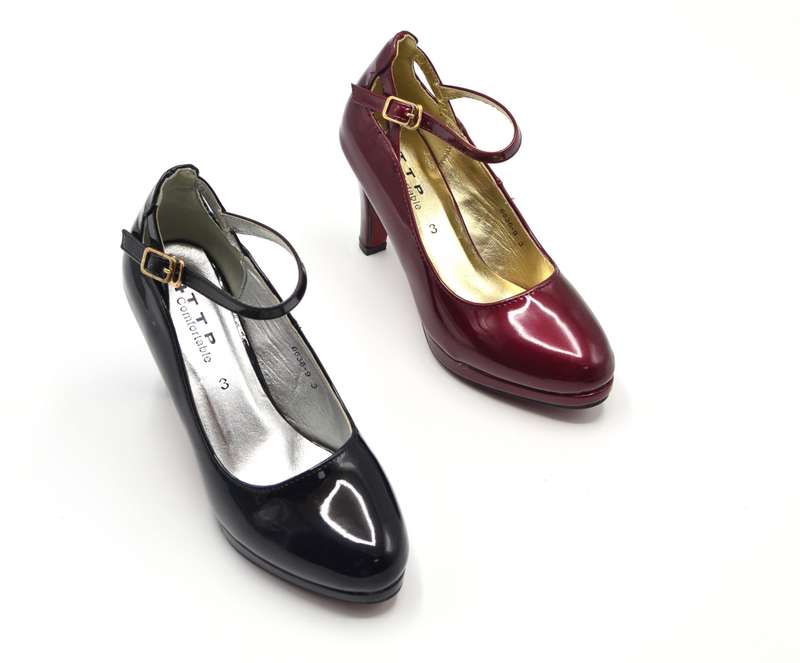 TTP Ladies Glossy Platform High Heel with Ankle Strap