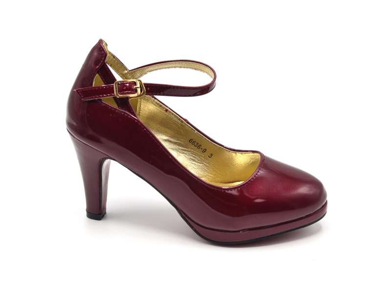 TTP Ladies Glossy Platform High Heel with Ankle Strap