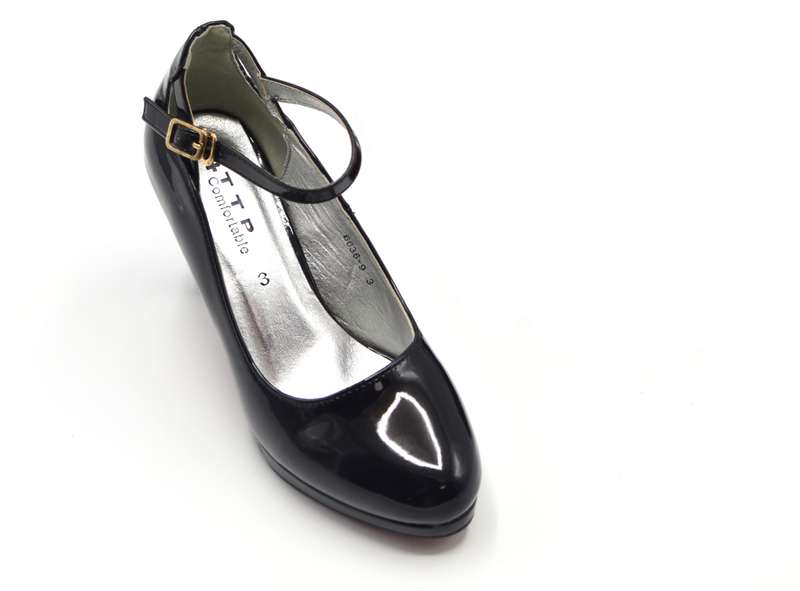 TTP Ladies Glossy Platform High Heel with Ankle Strap
