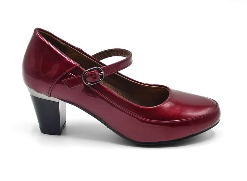 TTP High Gloss Ladies Court Heel with buckle Strap 8501-2