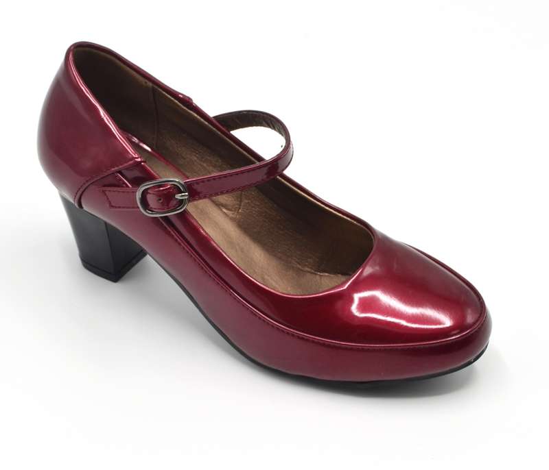 TTP High Gloss Ladies Court Heel with buckle Strap 8501-2