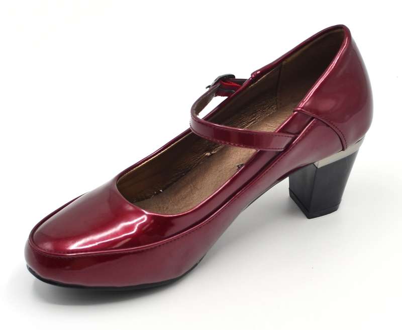 TTP High Gloss Ladies Court Heel with buckle Strap 8501-2