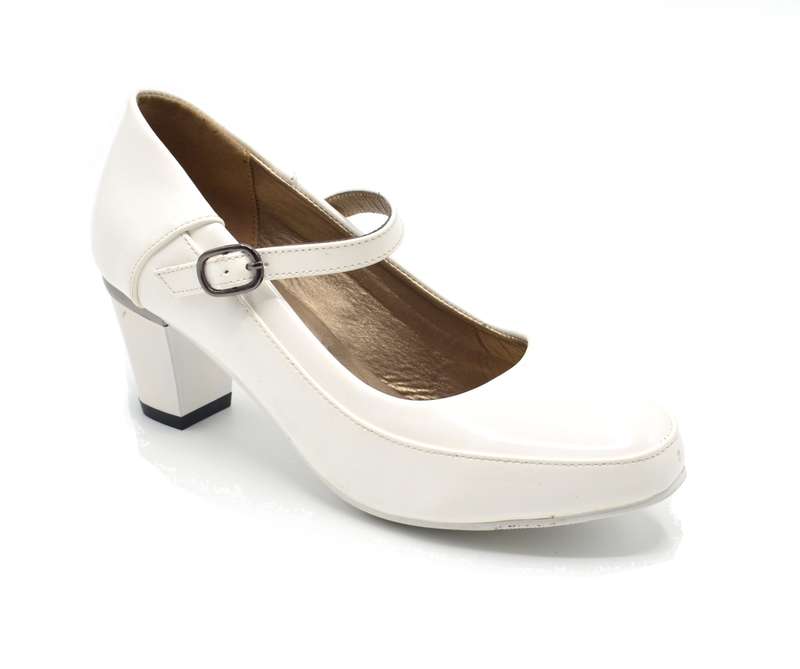 TTP High Gloss Ladies Court Heel with buckle Strap 8501-2