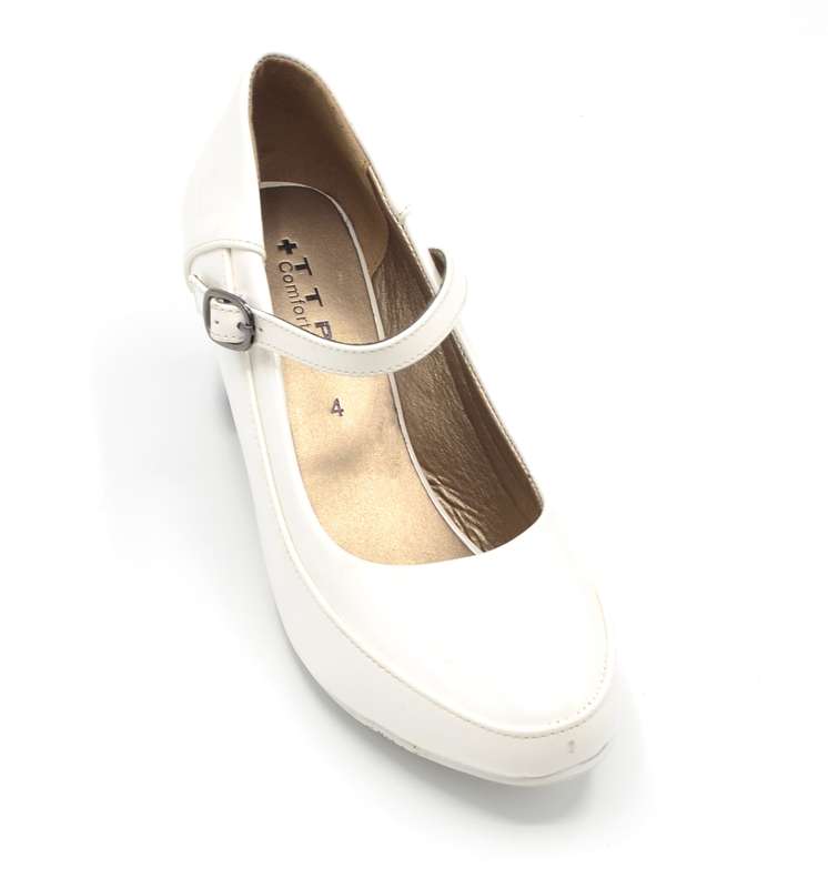 TTP High Gloss Ladies Court Heel with buckle Strap 8501-2