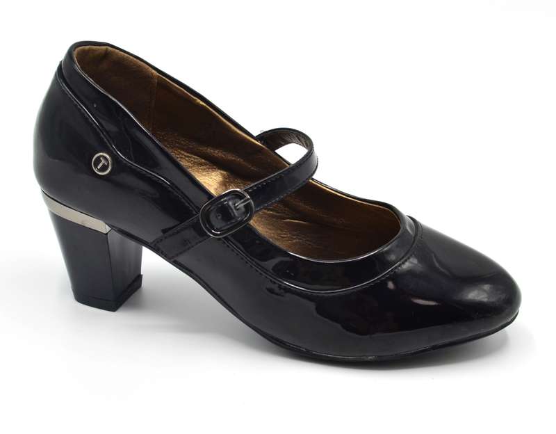 TTP High Gloss Ladies Court Heel with buckle Strap