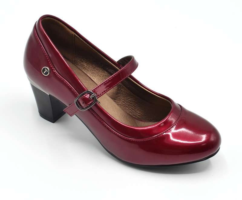 TTP High Gloss Ladies Court Heel with buckle Strap