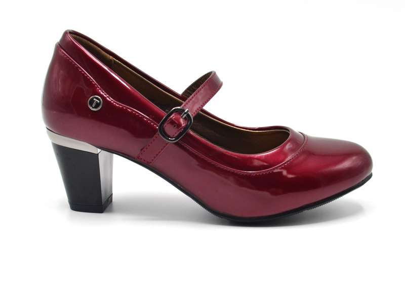 TTP High Gloss Ladies Court Heel with buckle Strap