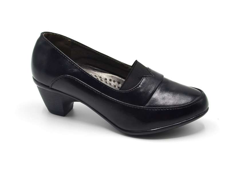 TTP Classic Low Heel Round Toe Court Shoe with Elasticated Vamp