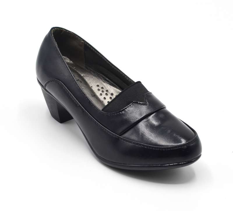 TTP Classic Low Heel Round Toe Court Shoe with Elasticated Vamp