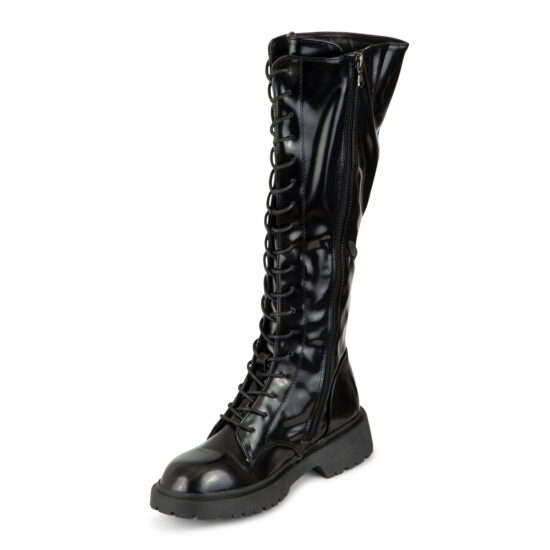 TTP Ladies Fashion Chunk Sole Lace-up Knee High Boot XB8307