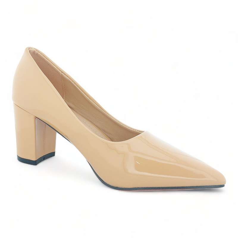 TTP Sleek Patent Block Heel Point Toe Courts JSF-1