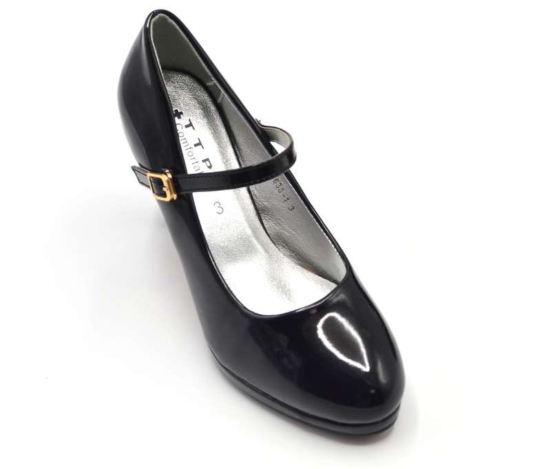 TTP Ladies Glossy Platform High Heel with Buckle Strap 6636-1