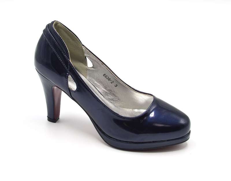 TTP Ladies Glossy Platform High Heels with Small Cut Out Sides