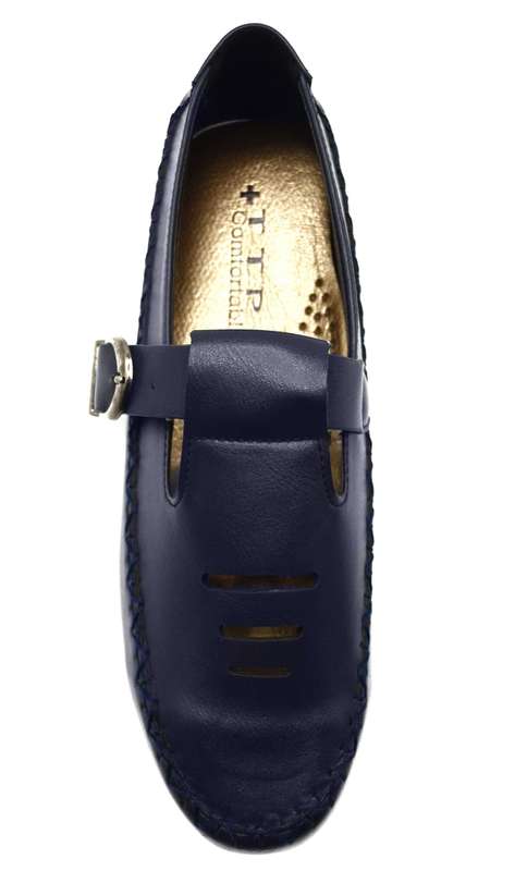 TTP Men's Buckle Moccasin with Cut out Details on Vamp