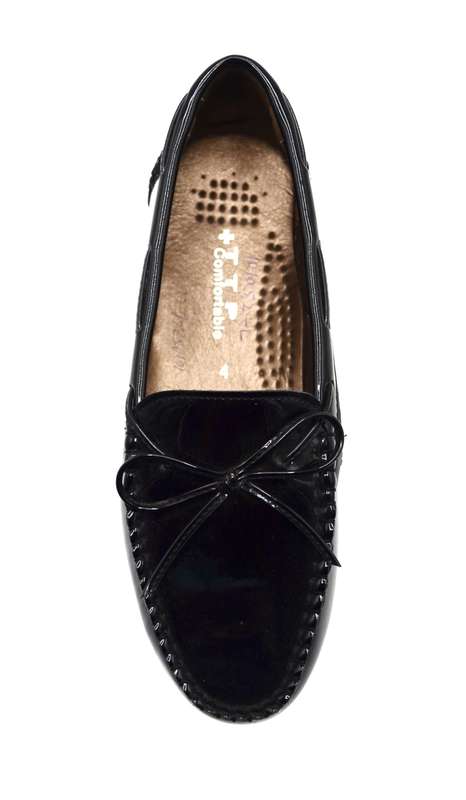 TTP Women's High Gloss Moccasin with Bow Decor on Vamp 101052-LL