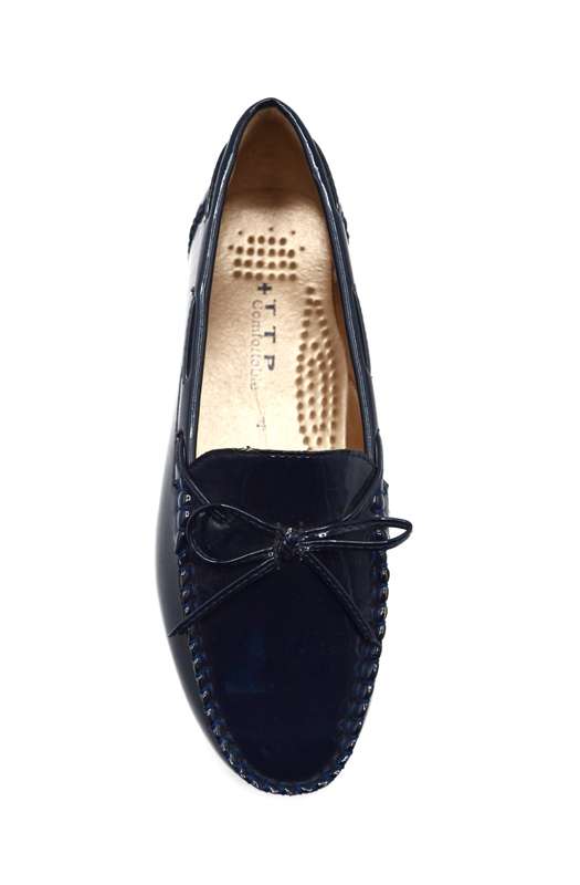 TTP Women's High Gloss Moccasin with Bow Decor on Vamp 101052-LL