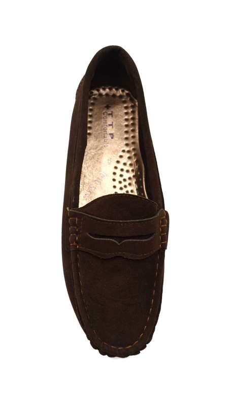 TTP Men's Suede Moccasin with Cut Out Detailed Decor on Vamp