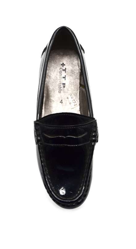 TTP Women's High Gloss Moccasin with Detailed Vamp