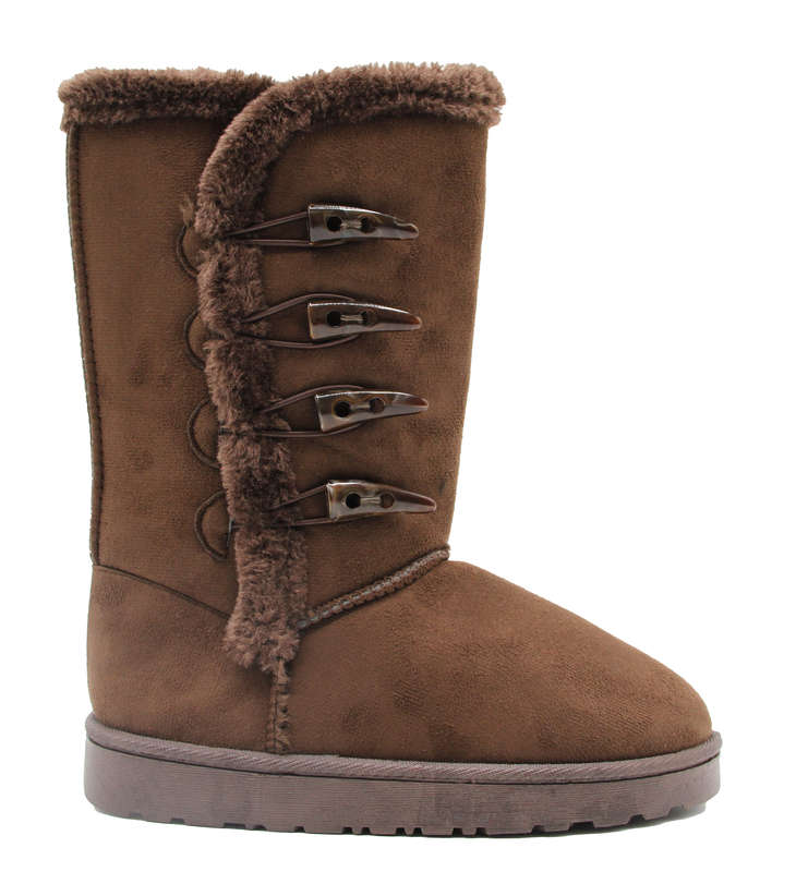 TTP Women's Suede Four Button Mid-Calf Polar Boots