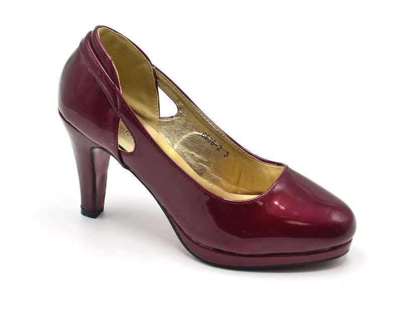 TTP Ladies Glossy Platform High Heels with Small Cut Out Sides