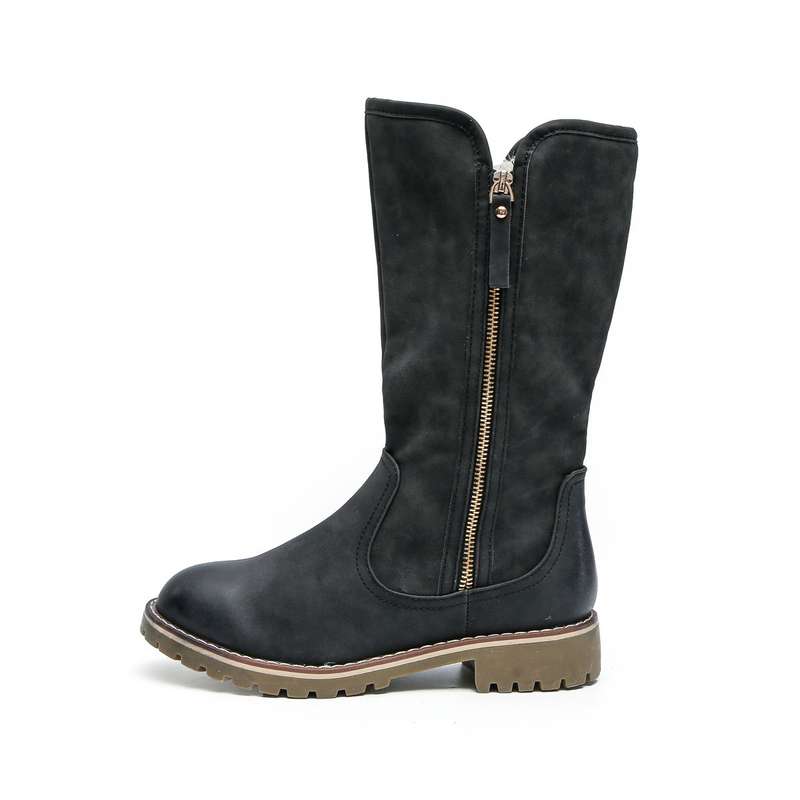 TTP Trendy Dual Side Zipper Mid Calf Boot with Fur Lining XB8226