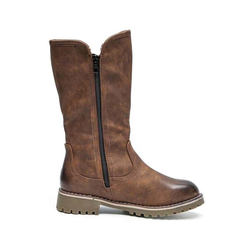 TTP Trendy Dual Side Zipper Mid Calf Boot with Fur Lining XB8226